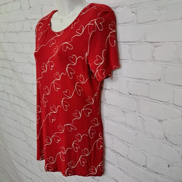 Apt 9 Soft Rayon Heart Print Short Sleeve Top Size XS - Picture 2 of 6